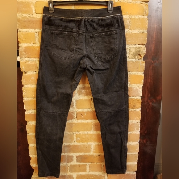ISABEL MARANT POUR H&M BLACK MOTO JEANS ZIPPERS PUNK ROCKER BIKER FALL WINTER 34 - Picture 8 of 9